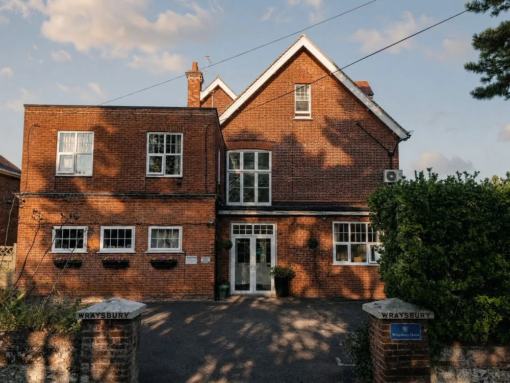 The front of Wraysbury House, a red-brick house on Beccles Road in Worthing